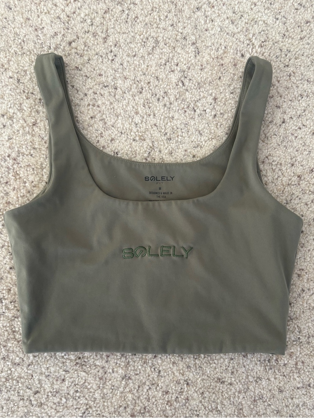 SoLeLy Olive Scoop-Neck Cropped Tank